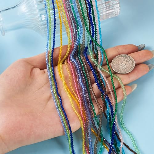 20 Strands glas gefacetteerde ronde kralen, 2mm kleine glazen zaad kralen, Transparant kristalglas, Losse kralen voor doe-het-zelf knutselen, armbanden en sieraden maken 5