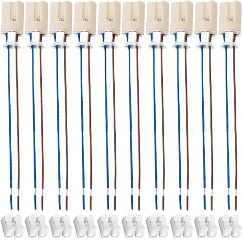 G9 Keramische basis G9 Bi-Pin LED Licht Halogeen kralen Base met Wire Stand LED Veroudering Test Lamp houder met draadaansluitingen (10 stuks, 0.07 m2, 25 cm)