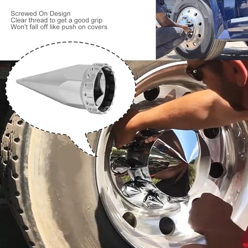 Truck Nut Covers Spiked Lug Nut Caps, 33mm Chrome Threaded Spiked Lug Nut Cover Plastic Flange Anti Rust Schroef op Wiel Nut Cap voor Trucks Trailers (40st) 3