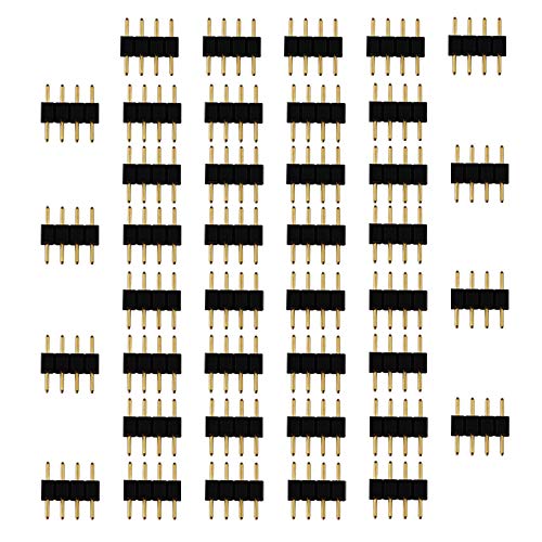 40 st. 10mm LED Socket, 4 Pin RGB Connector, Soldeerpen voor RGB LED Strips, 4 Pin RGB Male to Male Connector, Zwart, voor LED Lamp Strips