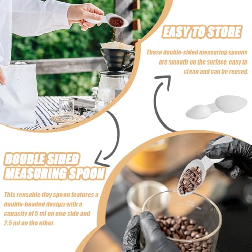 20 st. Dubbelzijdige Lepels Dubbelzijdige Plastic Medicine Lepels Herbruikbare Kleine Lepel voor graanpoeder, melkpoeder, koffiepoeder, eiwitpoeder, waspoeder, schep, kooklepel, (Wit) 4