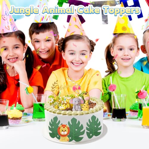 Cake Decoraties Verjaardag 7 Stukjes, Leuke Olifant, Giraffe, Leeuw, Bosdieren, Cake Decoraties, Cake Toppers, Verjaardag, Cake Decoratie voor kinderen, Verjaardag