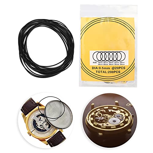 Watch Back Cover Sealing Pakking Pakkingen, 200Pcs O-ring Waterdichte Rubber Afdichting Horloge O-ringen Afdichtingen, O-Ring Watch Pakking, Rubber Pakking (0,5mm Waterdichte Ring) 5