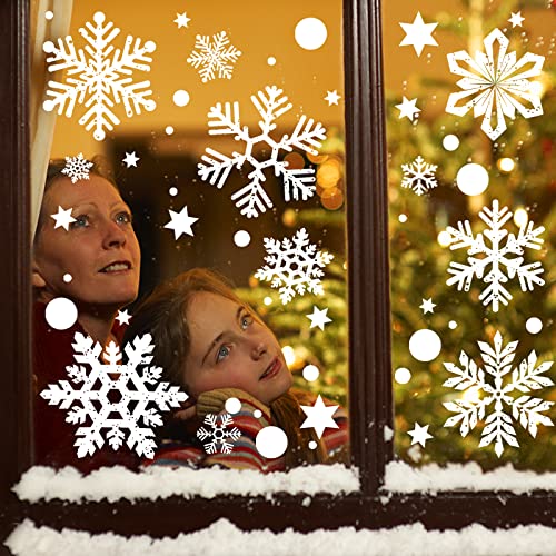 9 Sheet Large Size Kerst Snowflake Stickers Herbruikbare Xmas Window Clings PVC Static Self Sticker voor Kerstmis Winter decoraties Party Ornamenten 5