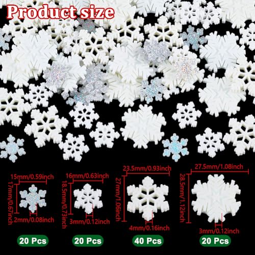 100 stuks 4 stillen mini sneeuwvlokken ornamenten, mini sneeuwvlokken kerstdecoraties hars kleine sneeuwvlokken voor ambachtelijke kerstverwerving winterfeest kerstboom decor