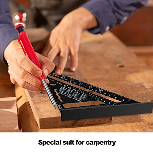 Multifunctionele Carpenter Hoek, 180mm, Carpenter Hoek, Protractor, Stop Hoek met Deep Hole Mark, Potlood Refills, Grain Tools, Metaal Potlood 3