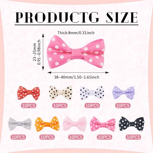 90Pcs Polyester Polka Dot Strik 9 Kleuren Handgemaakt Boog Ornamenten Leuke Boog Diy Boog Accessoires Mini Strik Tie Voor Diy Ambachten Decoratie 4