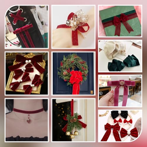 10 Yards/9,14 m fluwelen plint enkelzijdig, 5,2 cm ras vintage zeil fluwelen plint voor naaien maken doe-het-zelf ambachten geschenkverpakking boeketten beschikbaar, rood 5