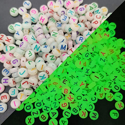 Letterkralen, ca. 1000 stuks, lichtgevende brief kralen, ambachtelijke kralen, acryl kralen (lichtgevende kleurrijke)