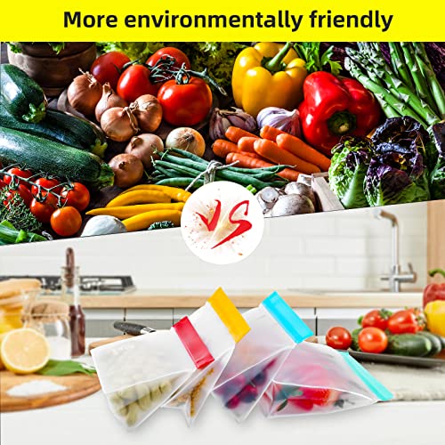 Herbruikbare voedselzakken, PEVA bevroren zakken met rits, 8 stuks 5