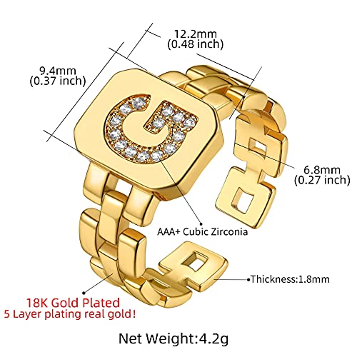 Mannen brief A-Z Roestvrij stalen alfabet ring jongens vinger ketting goud verguld 18K Gift voor echtgenoot vader bruiloft nieuw jaar verjaardag actie, Cubic Zirconia 5
