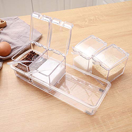 Transparante Spice Box, 4PCS PS plastic opslag container Clear Spice Jar Seasoning Box met Lepel voor Keuken, Thuisgebruik, Zout, Suiker Cruet, Spice Jars