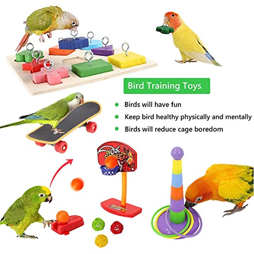 Parrot Bird Toy Set kleurrijke Basketbal Skateboard Verlicht angst puzzel stapelen Sepak Takraw Bird Toy 4