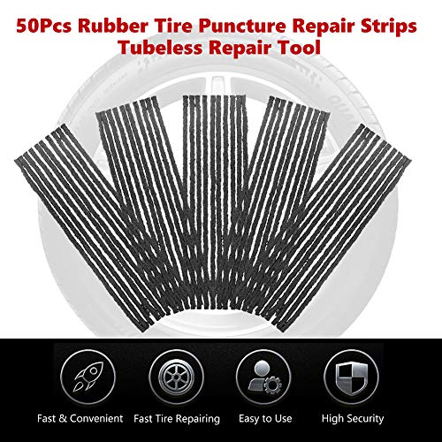 Flat Band Reparatie Kit, Buisloze Band Reparatie Kit, Autobanden Reparatie Kit, 3.5x200mm, Rubber Band Reparatie Strips voor Bus Truck Motorfiets Black/50pcs Populaire 4