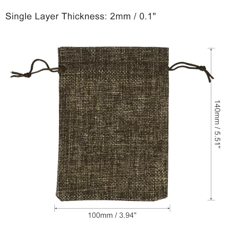 6" x 4" Coin Bags Bag, 6 Pack Bank Deposit Change Transit Bags with Drawstring Bags Cadeautas, Bruin