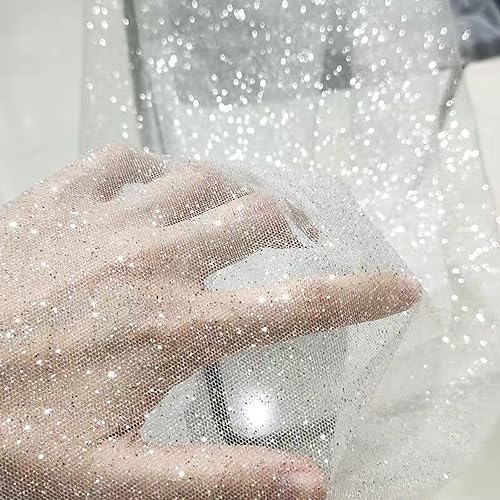 50 cm x 150 cm Zachte Glitter Tule Stof Mesh Stof voor Naaien Bling Tulle Mash Decoratieve Stof voor DIY Crafts Kleding Tulle Rok Trouwjurk Veil, Gordijnen, Tafelkleed