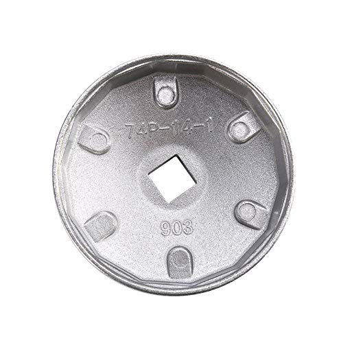 Oliefilter sleutel 74mm 14 Fluiten Transit Olie Filter Verwijderaar Socket Verwijderaar Autoolie Filter Verwijdering Gereedschap Zilver Aluminium voor Benz en meer 5