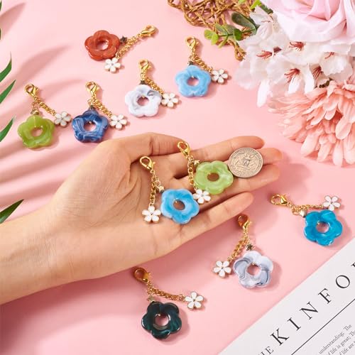 16Stuks Acryl Flower Stitch Markers 8 Kleuren Acryl&Enamel Bloemen Dangle Removable Lobster Sluiting Sluiting Stitch voor DIY Oorbellen sieraden maken 5