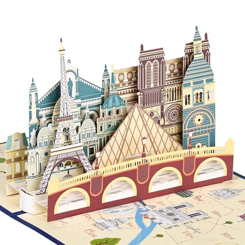 Pop-upkaart Parijs - Eiffeltoren - 3D Travel Voucher Cadeaubon voor Paris Trip of Huwelijksreis, Verjaardag Cadeaubon voor verjaardag, Frankrijk Vakantie Cadeaubon 3