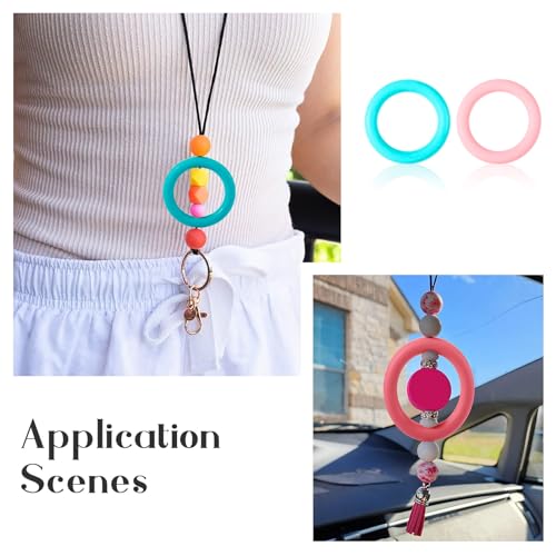 8 stuks siliconen kralen ringen 65 mm O-ring groot gat rubberen kralen 8 kleuren ring brandpuntframe siliconen pedanten voor doe-het-zelf ketting sleutelhangers opknoping ornamenten 3