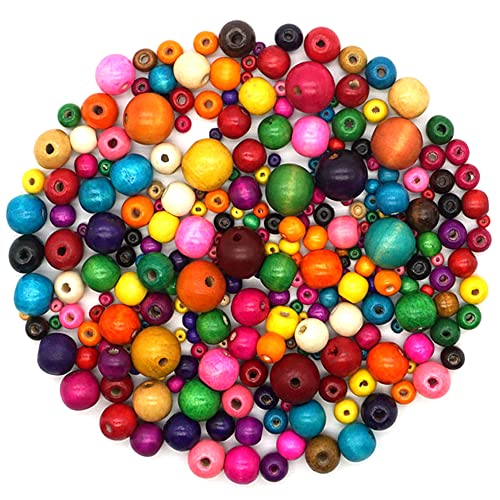 500st Natuurlijke Groene Ronde Houten Kralen voor Stringing, Houten Ambacht Kralen voor DIY, Handgemaakte Macrame Decoratie Accessoires sieraden maken armband ketting Ambacht 9x10mm (Hole Diameter 3-3,5mm)