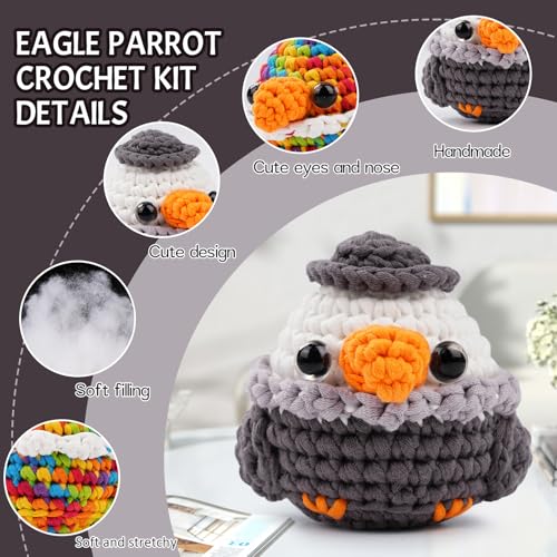 NesteldCrafts haak Set, Complete haak Set voor beginners en volwassenen, Breiset, Zachte garen, IJs Stripe lijn, Gift voor verjaardag, Stap-voor-stap Video instructies (Adelaar, Parrot) 4