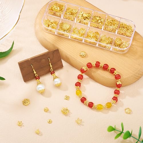 255 st Bloem Gouden Kralen Caps Hollow Bloem kralen Cone Bloem Spacer kralen Caps Diverse Gouden Bloem kralen Caps voor DIY armband oorbellen sieraden maken