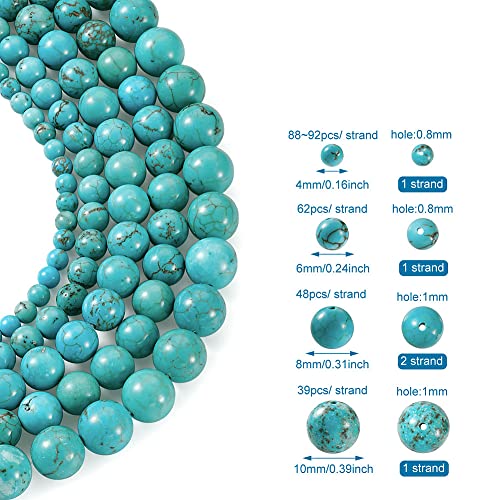 5 onderdelen natuurlijke turquoise kralen 4mm/6mm/8mm/10mm Ronde Turquoise Edelsteen Genezing Spacer Losse kralen voor armband ketting sieraden maken