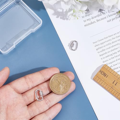 2 stuks 925 Sterling Zilver Schroef Lock Charms, Kubieke Steentjes Schroef Ketting Link Connector voor Sleutelhanger Sluitingen Sieraden Maken, Ovaal 3