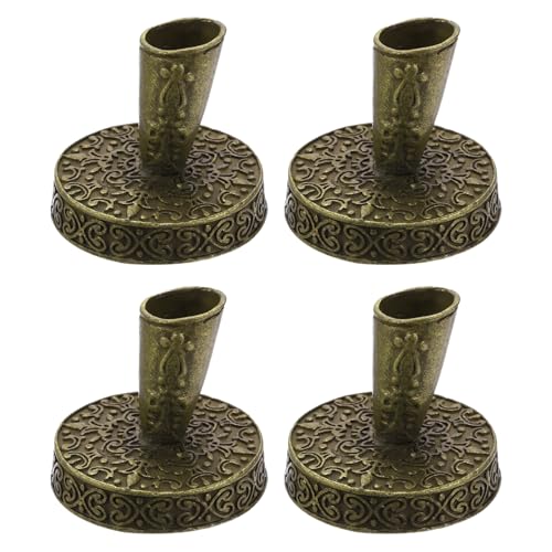4 stuks vintage ronde metalen pennenhouder, invoer standaard desktop pen basis voor kantoorbegeleidingen bruiloft bruids verloving gasten boek, geel brons