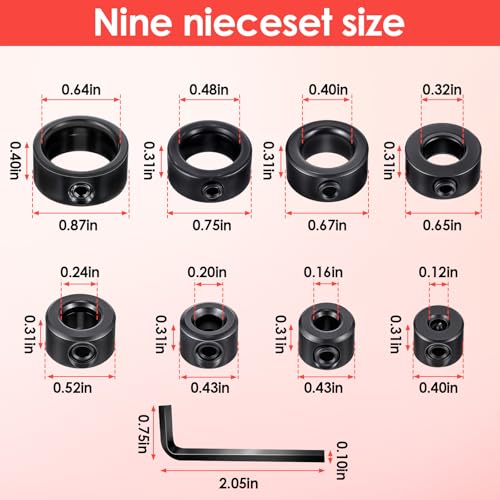 8 st Diepte Stop voor boren, 3/4/5/6/8/10/12/16mm Drill Diepte Halsband set, HSS Locator met Allen Key, Locator Depth Limiter Plugs 3