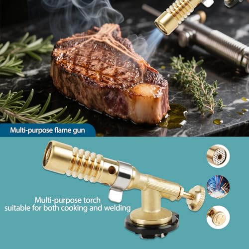 Kookgas fakkel, professionele draagbare messing keuken vlam pistool, lassen koken gas butaan culinaire zaklamp voor BBQ, Camping 3