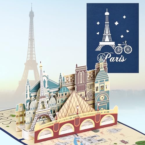 Pop-upkaart Parijs - Eiffeltoren - 3D Travel Voucher Cadeaubon voor Paris Trip of Huwelijksreis, Verjaardag Cadeaubon voor verjaardag, Frankrijk Vakantie Cadeaubon