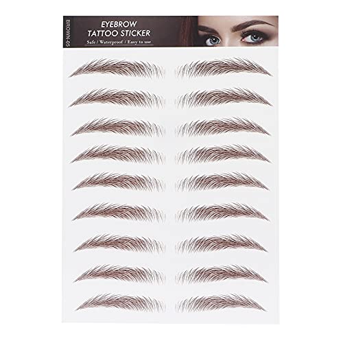 Wenkbrauw Tattoo Sticker, Eyebrow Transfers Stickers Waterdicht 4D Haar als Care Shaping Eyebrow Sticker Valse wenkbrauwen Lange aanhoudende waterdichte make-up Eyebrow Transfers(BRUIN-05)