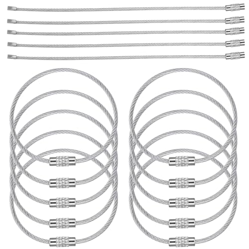 25 stuks draad sleutelhangers, 15cm kabelsleutelhanger, Sleutel Ringen roestvrij staal Sleutelring Grote sleutelhanger metalen ring voor wandelen zwaar verbonden bagage label wandelen Bagage Tag