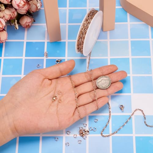 5m roestvrij staal gevlekte ketenen Rose Gold geraspte uitbreiding kettingen met kreeft Klauw sluiting Jump Rings voor armband ketting sieraden maken 5