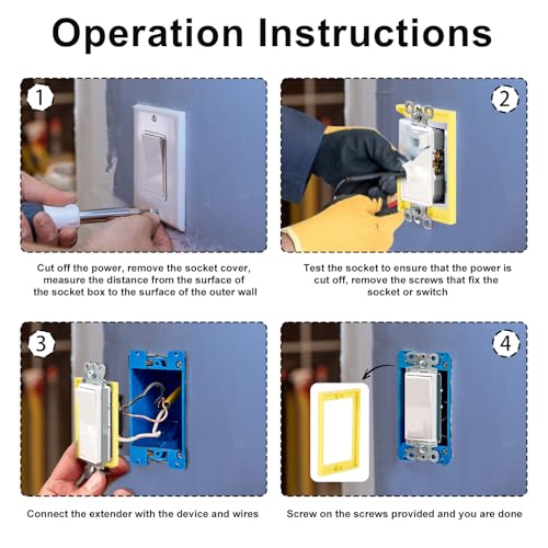 3Scs Socket Extenders, 0.8cm Socket Extender met Schroeven Enkele elektrische Box Extender Junction Box Extender voor Elektrische Box Switches (Geel) 5