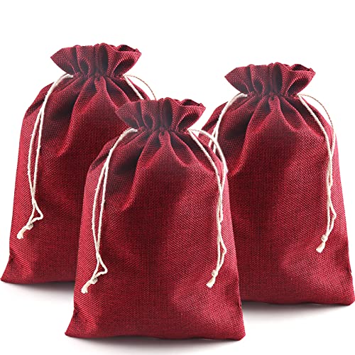 Jute Bags Pack van 12 Advent Calendar Bags Cadeaus 20 x 30 cm voor bruiloft, verloving, Advent Calendar (Rode)