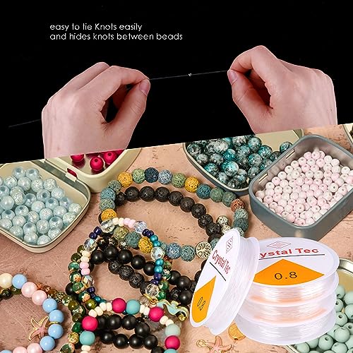 4 stuks armband Cord Elastische band voor armbanden, 2 maten Transparant Draad Rubber Draad Transparant sieraden wire Nylon koord voor kraal sieraden armbanden ambachten (0.8/1mm) 3