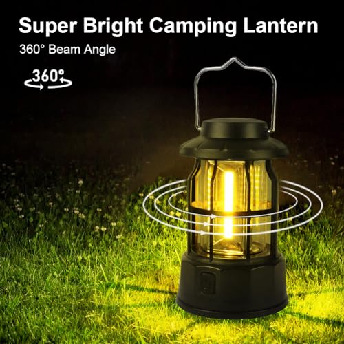 Retro Camping Lantaarns 2 Pack Portable Camping Lights Batterij Retro Camping Lamp IPX4 Waterdicht Vintage COB Hang Tent Lamp voor Tent Outdoor Wandeltuin Noodgeval 4
