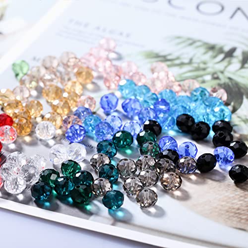 Glazen kralen, ongeveer 600 stuks, 8 mm diameter, kristalglas, facetballen, bedels voor sieraden, armbanden, kettingen (ongeveer 15 kleuren)