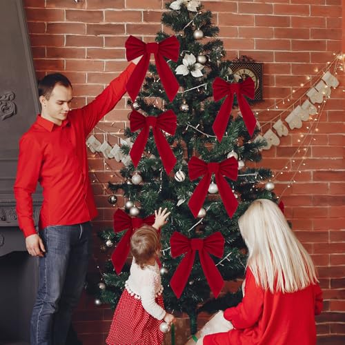 8 stuks Kerstballen 23x27cm Grote Rode Deur Bows Kerstboom Ornamenten Kerstkransen Bows voor Gift Wrapping Holiday Party Decor 5