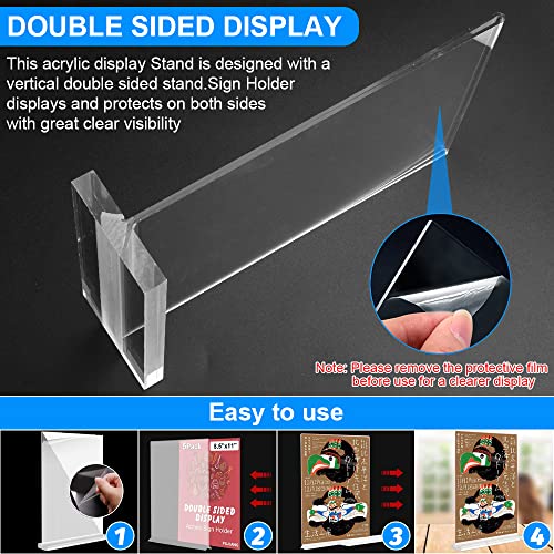 A6 Acryl Sign Houder, 4 st Acryl Poster Menuhouder Double Sided Display Stand T-Shape duidelijk tafelmenuhouders Plastic Sign Houders voor Restaurant, Bruiloft, Hotel, Promoties, Foto 4