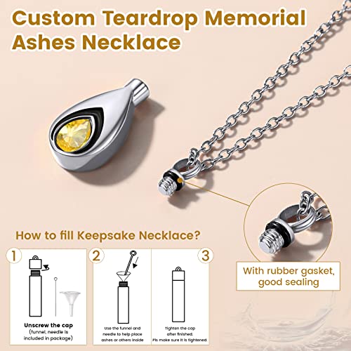 Roestvrij stalen Memorial Ketting voor As, Vrouwen ketting met Teardrop Cubic Zirconia Urn Hanger Silver Ash Amulet voor Keepsake met 51 cm + 5 cm Ketting 4