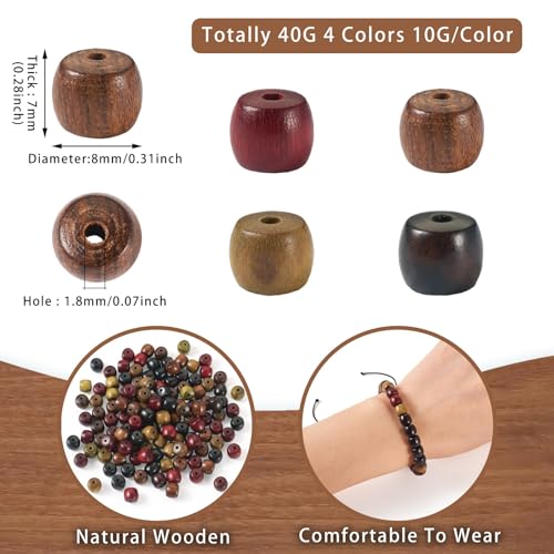 40G Kolom Natural Wood Kralen, 8mm, Sabdal Houten Ambacht Kralen, 4 Kleuren, Kolom, Houten Spacer Kralen, Bulk voor Ambacht Levert Armband, Sieraden maken 4