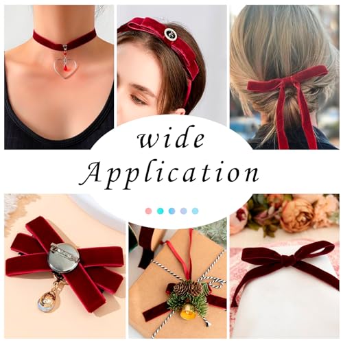 Dark Red Velvet Ribbons 10mm brede Double Sided Velvet Libbons 20 Yards met Spool voor DIY Crafts Gift Wrapping Bow Choker Hair Tie