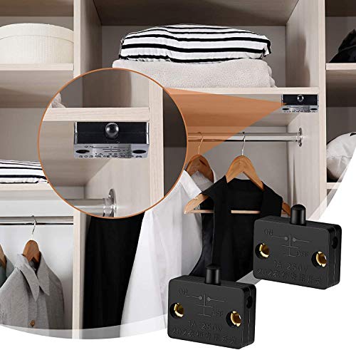 8-Pack 1A 250V Cabinet Deurlamp Switch Automatic Push to Break Deurschakelaar voor Kledingkast (zwart) 4