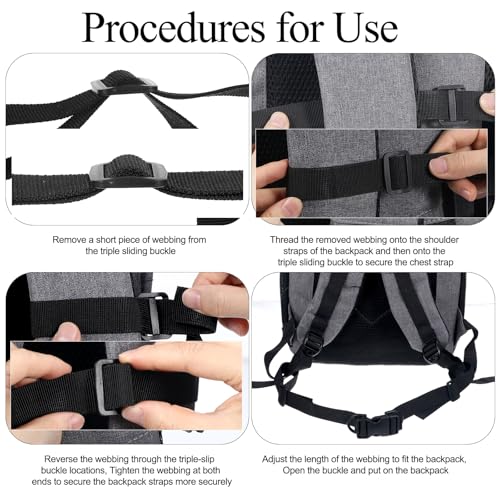 Rugzak Borstband, verstelbare Borstband met Quick Release Buckle Harness Rugzak Accessoire Strap voor Wandelen, Camping, Outdoor Adventures (Zwart) 3