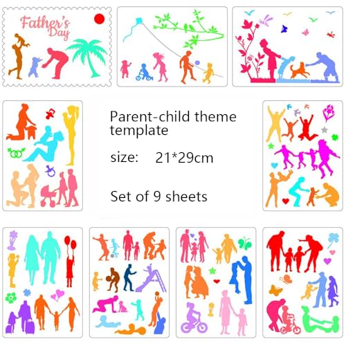 Zee 9PCS Sport Holle Plastic Template A4 Karakter Familie Thema Schilderen Template DIY Album Schilderen set 5