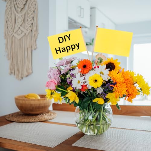 20x13cm Mini vlakte vlaggen,12Stuks platte witte vlaggen kleine hand Held Graffiti vlag voor DIY verjaardag feest opening,Geel 4